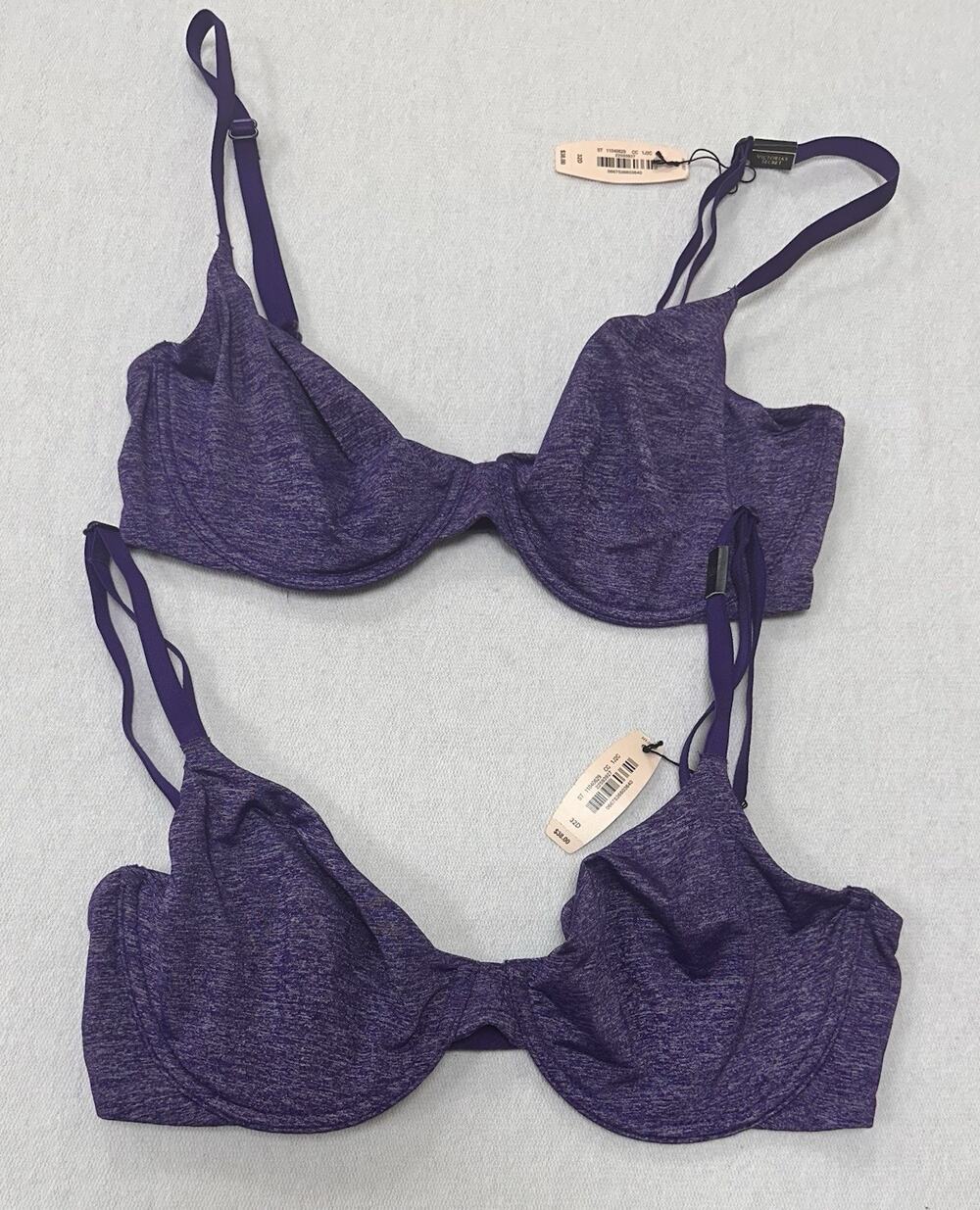 Victoria's Secret Women Bra 32D Purple Heather Semi Demi Unlined NWT set of 2